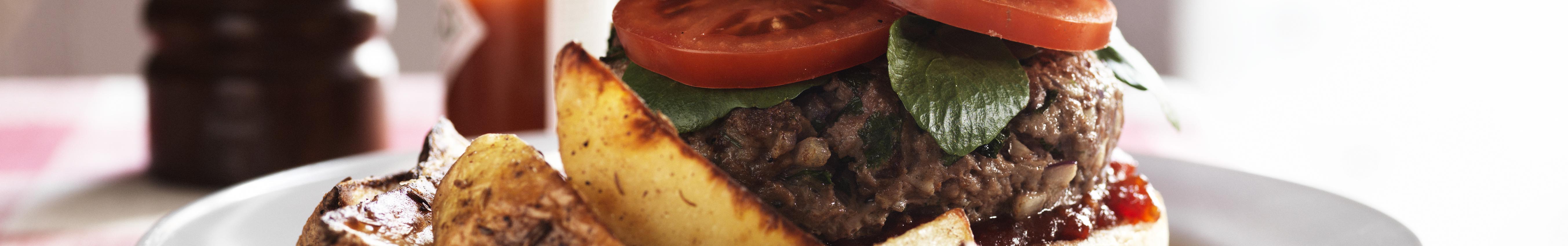 Homemade Burgers with Chunky Wedges