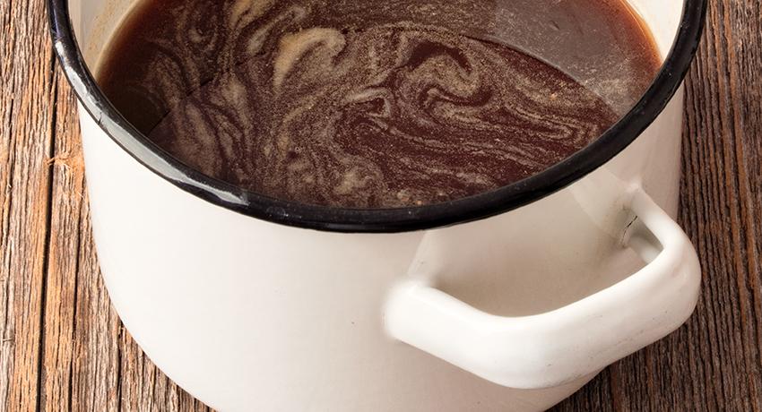 Gravy cooking in a pot