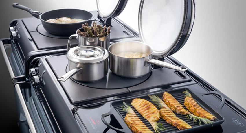 The hob top on larger AGA eR3 Series models featuring optional induction hob