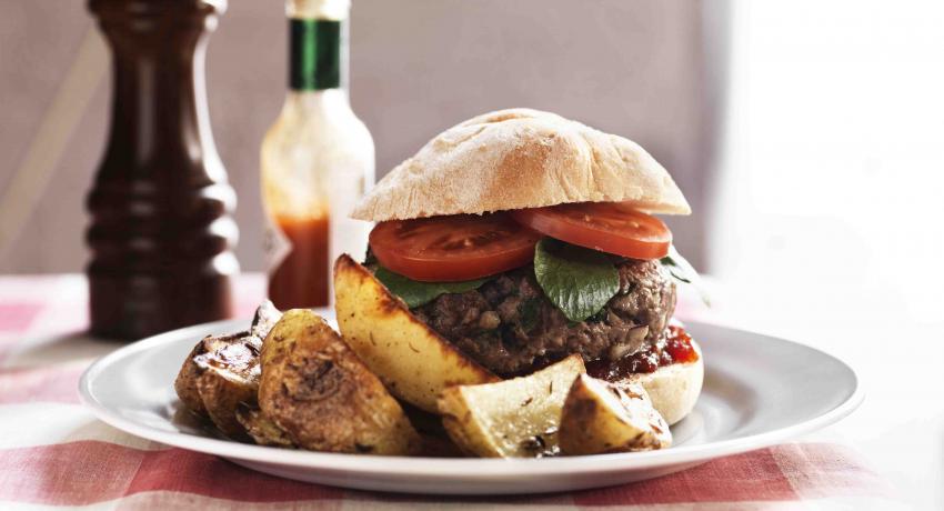 Homemade Burgers with Chunky Wedges