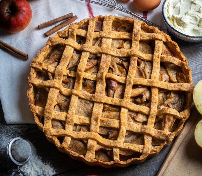 Apple pie baked in a Falcon range cooker