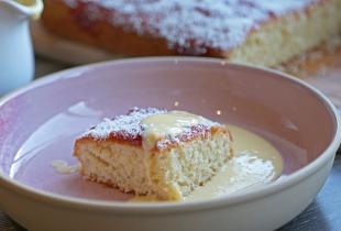 AGA Coconut Jam Sponge Pudding with custard